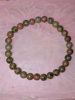 Natural Unakite Gemstone Beaded Stretch Bracelet